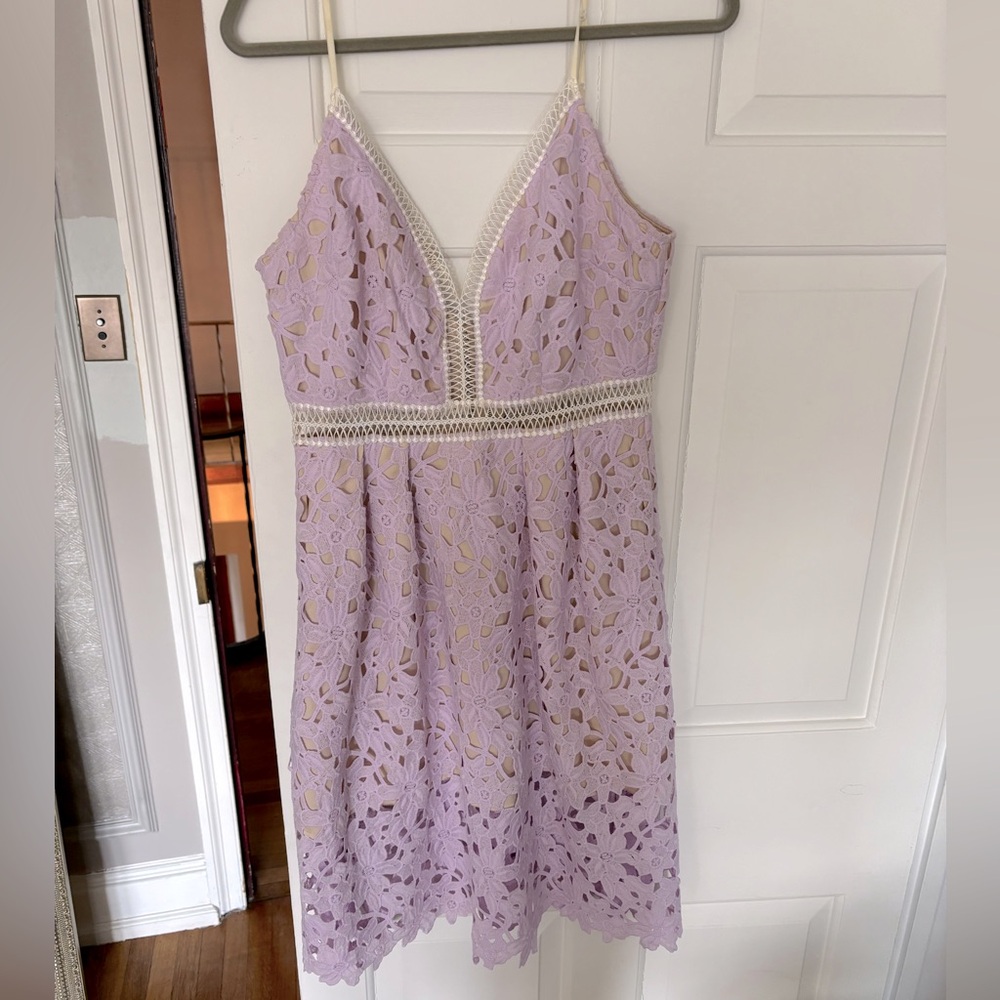 Aqua Lavender Lace Dress, Large - Picture 2 of 5
